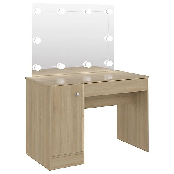 vidaXL Schminktisch mit LED-Beleuchtung 110x55x145 cm MDF Eichen-Optik günstig online kaufen