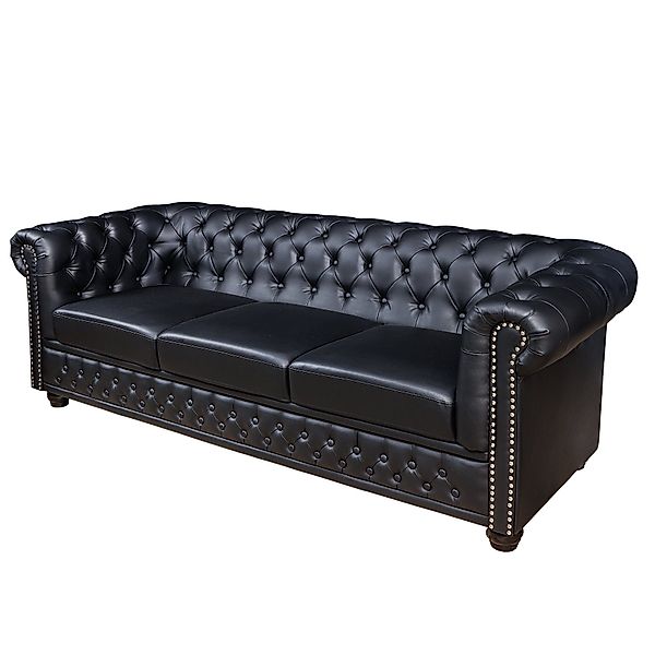 riess-ambiente 3-Sitzer CHESTERFIELD 205cm schwarz, Einzelartikel günstig online kaufen