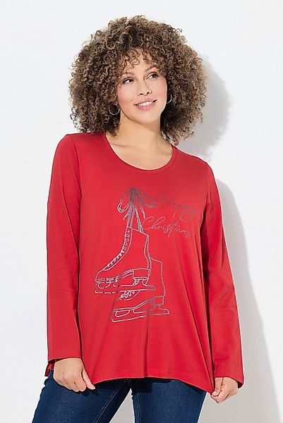 Ulla Popken Longsleeve Shirt Weihnachtsmotiv Classic Rundhals Langarm günstig online kaufen