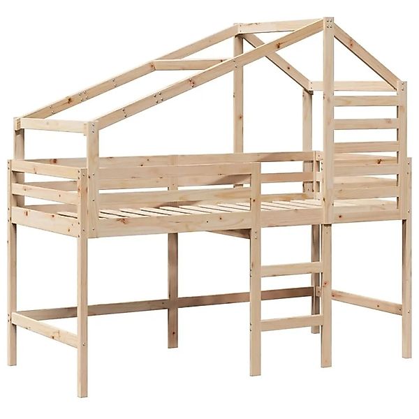 vidaXL Hochbett mit Leiter und Dach 90x200 cm Massivholz Kiefer 3281988 günstig online kaufen