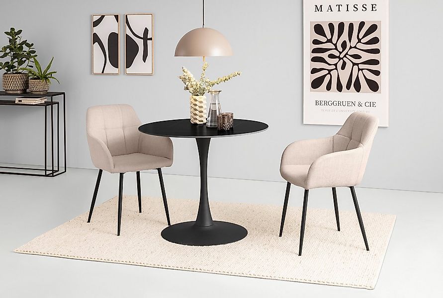 HELA Essgruppe MOSEL, (3-tlg), Tisch 90x75 cm, Platte rund, gesinterter Ste günstig online kaufen