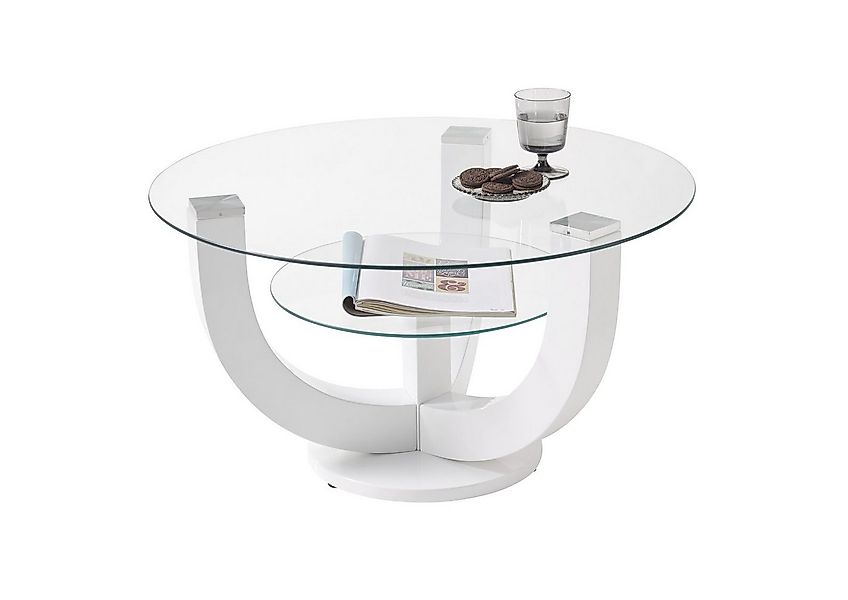 möbelando Couchtisch Denver (B/H/T: 80x40x80 cm), aus MDF, Glas in weiß, Gl günstig online kaufen