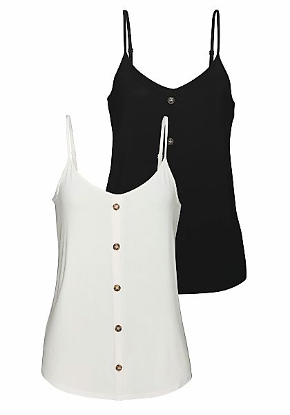 LASCANA Spaghettitop "mit Zierknöpfen in Hornoptik", aus weichem Viskose-St günstig online kaufen