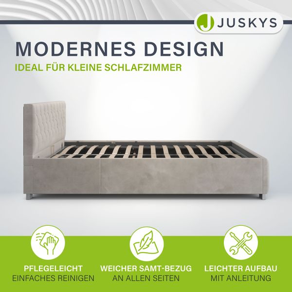 Juskys Polsterbett Nizza, Stauraum, LED Licht, günstig online kaufen