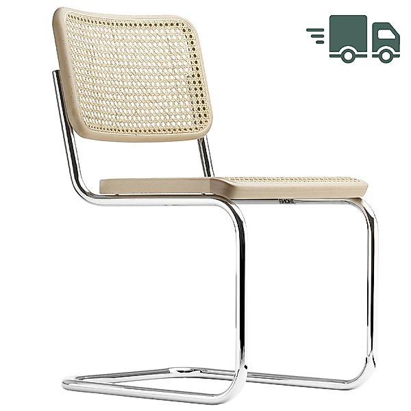 THONET S 32 V | Buche natur | Stahlrohr-Freischwinger | Gestell verchromt günstig online kaufen