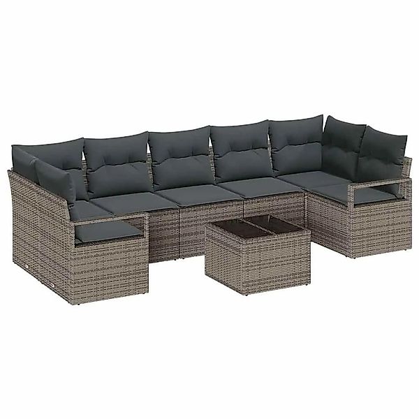 vidaXL Sofa Set mit Kissen 8-Tlg Grau Poly-Rattan 3346299 günstig online kaufen