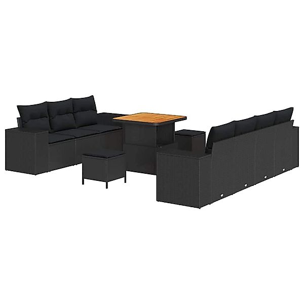 vidaXL Garten-Sofa-Set 10-Tlg Schwarz Poly Rattan 3361964 günstig online kaufen