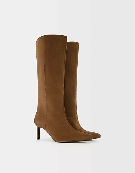 Bershka Absatzstiefel Aus Rauleder Mit Kitten-Heels Damen 39 Braun günstig online kaufen