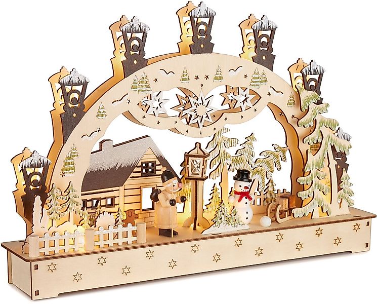 BRUBAKER LED Lichterbogen 3D Schwibbogen - Weihnachtshaus im Wald mit Later günstig online kaufen