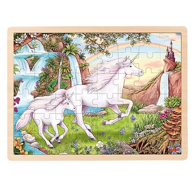 goki Rahmenpuzzle Einlegepuzzle Einhorn 48 Holzteile, 48 Puzzleteile, Holzp günstig online kaufen