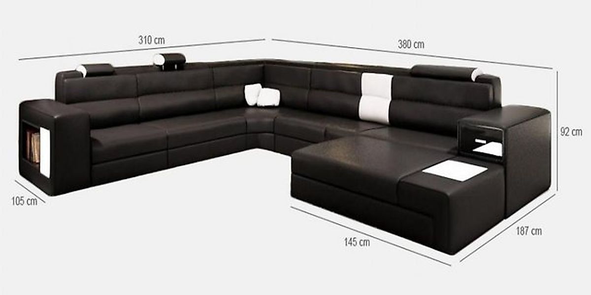 Xlmoebel Sofa Sofa in L-Form mit Leder- und Stoffbezug in modernem Design f günstig online kaufen