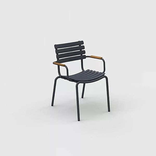 Stapelbarer Sessel ReCLIPS plastikmaterial grau / Armlehnen Bambus - Recycl günstig online kaufen