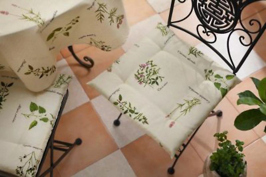 HOME Living Stuhlkissen SPAR-SET 2x Kräuter Gartenstuhlauflagen beige günstig online kaufen