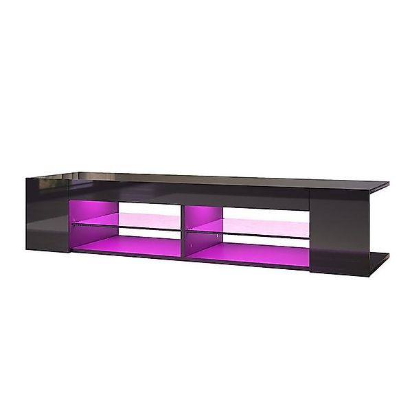 SONNI TV-Schrank TV-Lowboard Breite 135cm Schwarz Hochglanz mit LED Beleuch günstig online kaufen