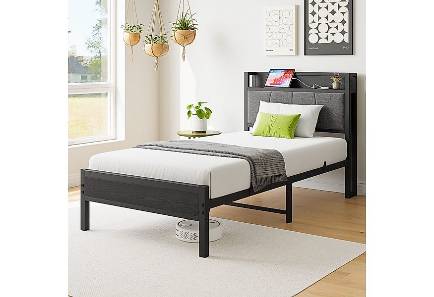 MODFU Metallbett Eisenbett mit funktionalem Kopfteil (Einfach zu montieren, günstig online kaufen