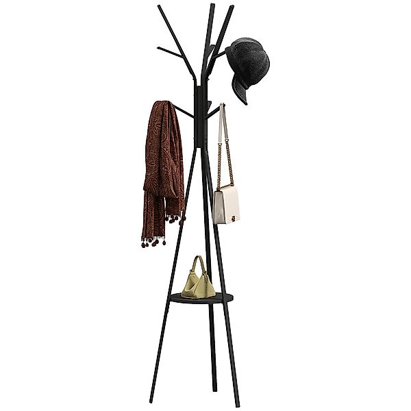 HOMCOM Garderobenständer Standgarderobe Kleiderständer 180 cm schwarz Metal günstig online kaufen