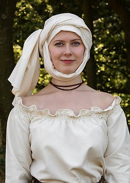 Battle Merchant Ritter-Kostüm Wimpel, Mittelalterliches Kopftuch, natur günstig online kaufen