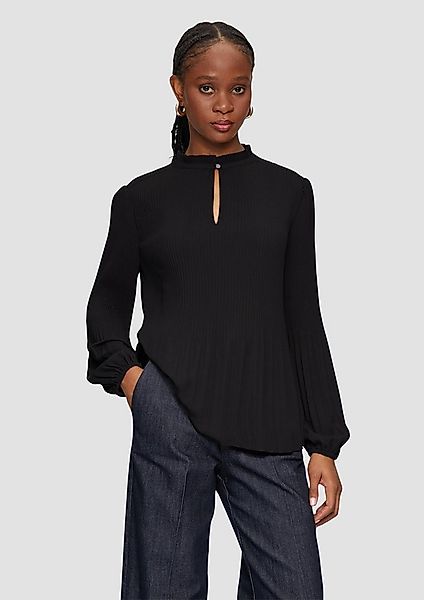 s.Oliver Langarmbluse Bluse Plissierte Bluse aus Crêpe mit Stehkragen günstig online kaufen