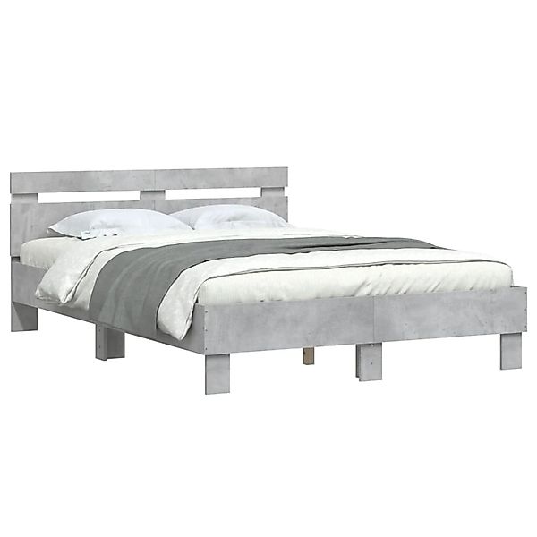 vidaXL Bettgestell mit Kopfteil LED-Beleuchtung Betongrau 120x200 cm 320755 günstig online kaufen