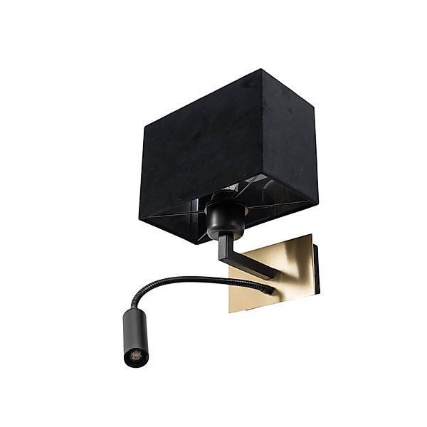 Wandlampe Harry, eckig, messing/schwarz/schwarz günstig online kaufen