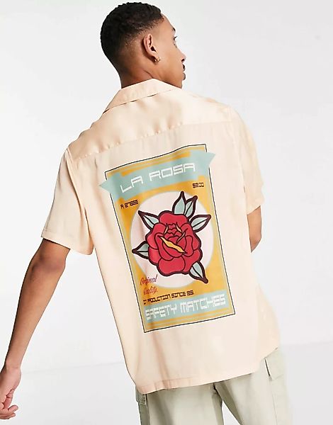 ASOS DESIGN – Lockeres Satinhemd mit langem Reverskragen und Rosenprints in günstig online kaufen