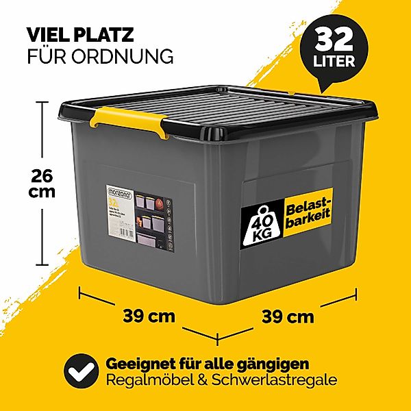 Aufbewahrungsbox 2er-Set Grau/Anthrazit 39x39x26cm stapelbar günstig online kaufen