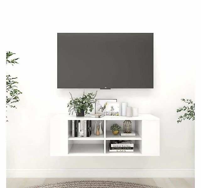 furnicato TV-Schrank TV-Wandschrank Weiß 102x35x35 cm Holzwerkstoff günstig online kaufen