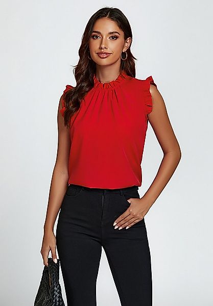FS Collection Blusentop Damen Blusentop ärmellos mit Rüschenkragen elegante günstig online kaufen