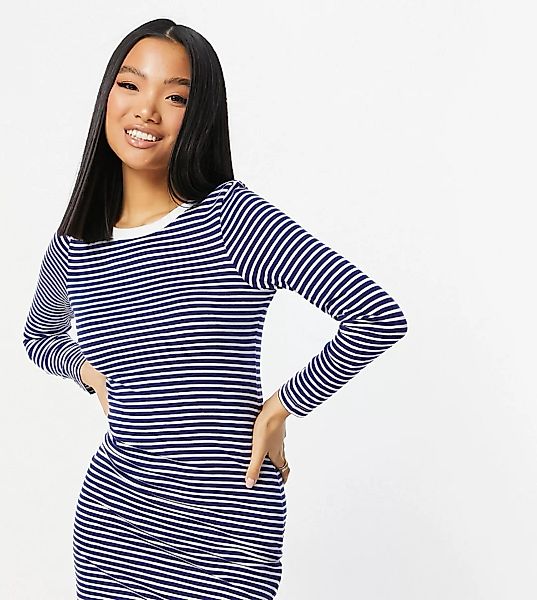 Brave Soul Petite – Cilli – Gestreiftes, langärmliges T-Shirt-Kleid in Mari günstig online kaufen