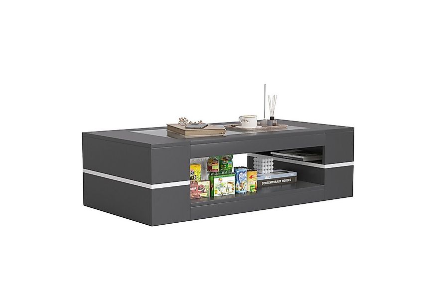 radelldar Couchtisch Wohnzimmertisch mit Glas, Beistelltisch, 1-St. rechtec günstig online kaufen