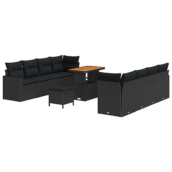 vidaXL Garten-Sofa-Set Höhenverstellbar 11-Tlg Schwarz Poly Rattan 3361589 günstig online kaufen