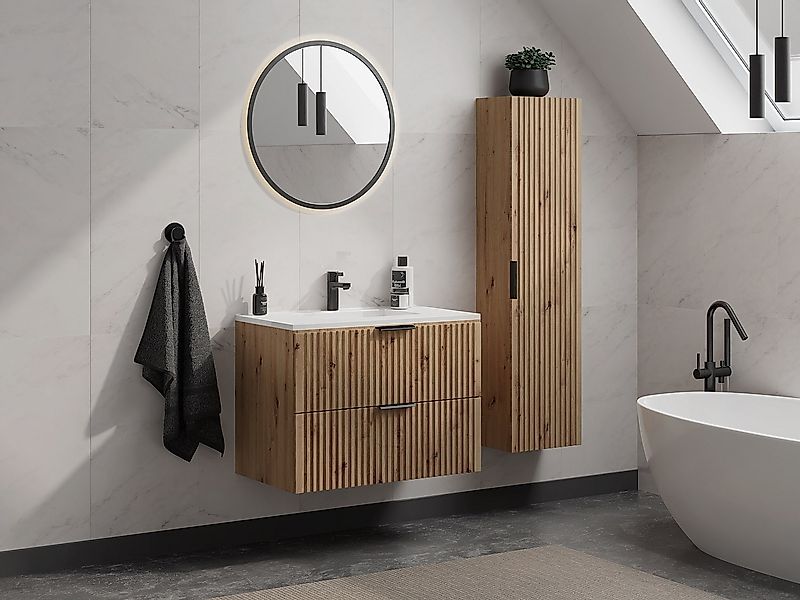 Waschbeckenunterschrank hängend mit Einbauwaschbecken & Badhochschrank - St günstig online kaufen