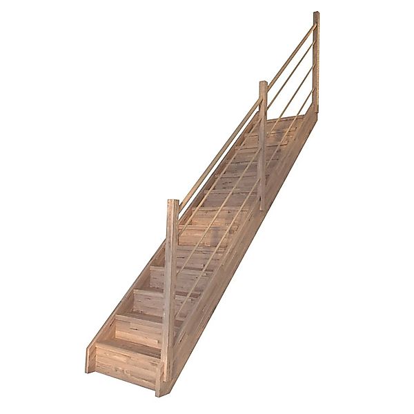 Treppe Mykonos Pro Eiche Gerade 90 cm Setzstufen Holz-Design-Geländer R FSC günstig online kaufen