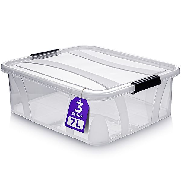 KONZEPT Aufbewahrungsbox Plastikbox mit Deckel 3er günstig online kaufen
