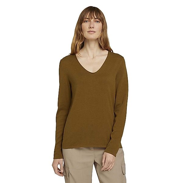 Tom Tailor Basic V-ausschnitt Sweater 2XL Khaki Olive günstig online kaufen