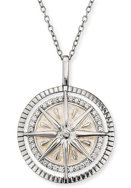 Engelsrufer Kette mit Anhänger Windrose, mit Emaille - mit Zirkonia (synth) günstig online kaufen