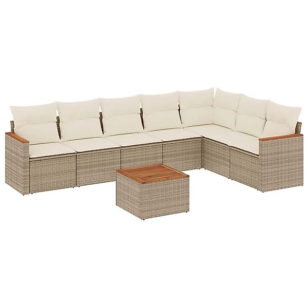 vidaXL 8-Tlg Garten-Sofagarnitur mit Kissen Beige Poly Rattan 3258439 günstig online kaufen
