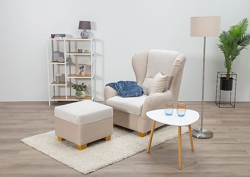 Home affaire Ohrensessel Oliver, Ohrensess,mit Hocker,Zierkissen,Klassische günstig online kaufen