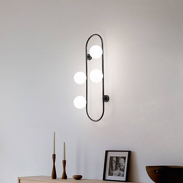 Wandleuchte Indra, schwarz, Höhe 70 cm Metall, 4-flg. günstig online kaufen