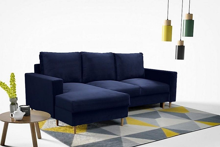 Beautysofa Polsterecke mit Schlaffunktion und Bettkasten DAVE, im Skandinav günstig online kaufen