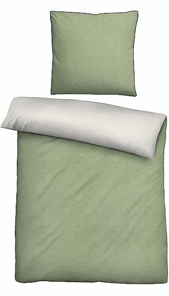 Biberna Wendebettwäsche "Hermal" 3 Stk. tlg. Flanell in Melangeoptik, Winte günstig online kaufen