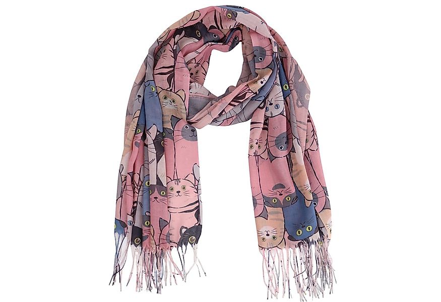 MIRROSI Modeschal Weicher & Leicht Großes Schal, ca.70x185cm, Katzen Print, günstig online kaufen