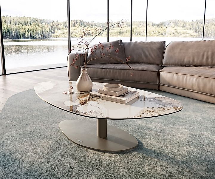 Couchtisch Edge Organisch 140x76 cm Keramik Minas Melange Vibany Metall Eff günstig online kaufen