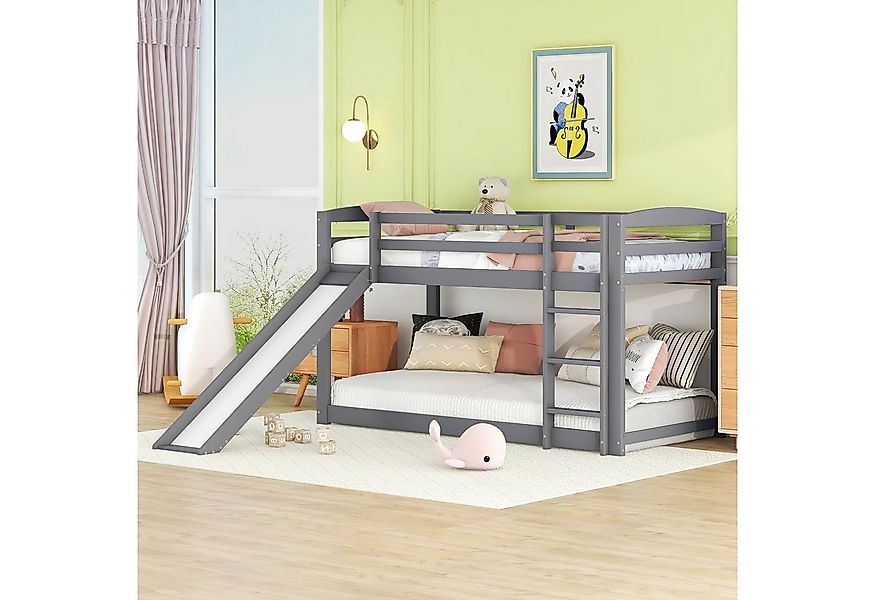 Flieks Etagenbett, Kinderbett mit Rutsche & oberem Lattenrost 90x200cm Kief günstig online kaufen