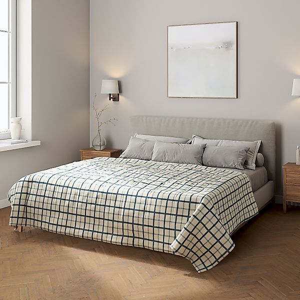Tagesdecke mit Streifen-Steppung, blau-creme, Avinon (131-66) günstig online kaufen