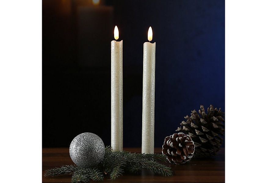 MARELIDA LED-Kerze LED Stabkerzen Tafelkerzen Dinner Spitzkerzen rustikal 2 günstig online kaufen