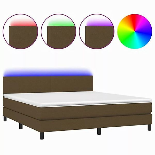 vidaXL Boxspringbett Boxspringbett mit Matratze LED Dunkelbraun 160x200 cm günstig online kaufen