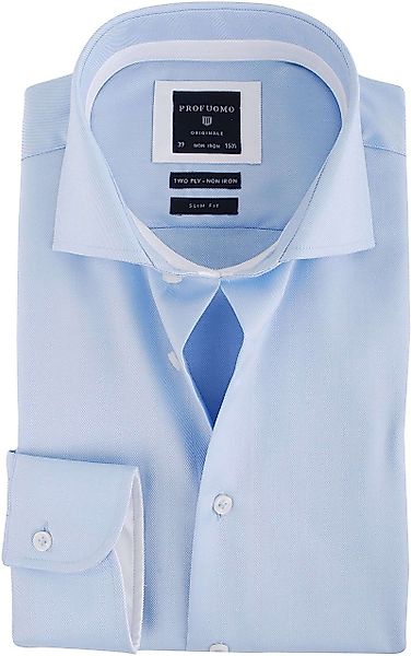Profuomo Hemd Blau + Weiß Kontrast - Größe 44 günstig online kaufen