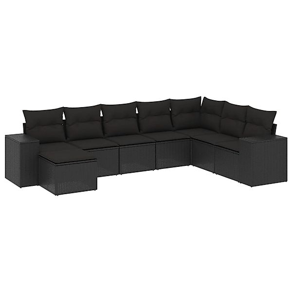 vidaXL 8-Tlg Garten-Sofagarnitur mit Kissen Schwarz Poly Rattan 3222954 günstig online kaufen