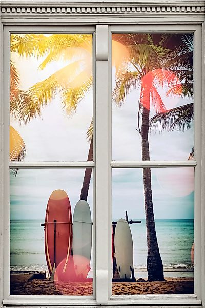 queence Wandsticker "Surfstrand", Wandsticker, Wandbild, selbstklebend, 3D, günstig online kaufen